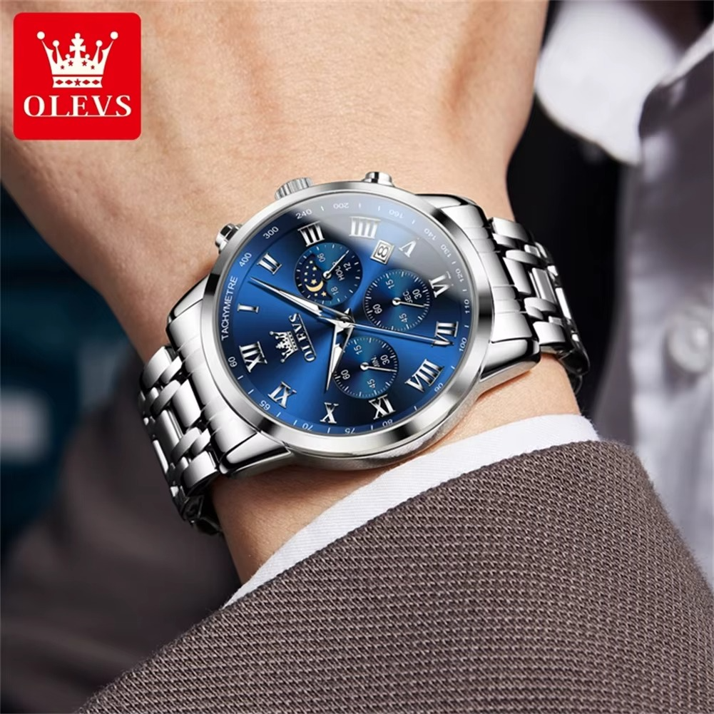 ⌚️OLEVS 5529 SILVER BLUE – Estilo, Elegancia y Rendimiento sin Igual