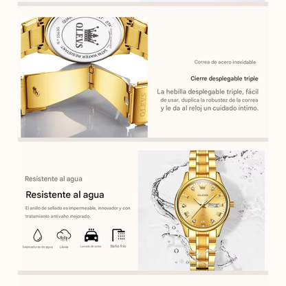 ✨ OLEVS 5563 DORADO™ – Reloj Elegante para Mujer TIKTOK