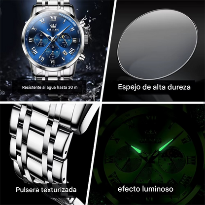 ⌚️OLEVS 5529 SILVER BLUE – Estilo, Elegancia y Rendimiento sin Igual